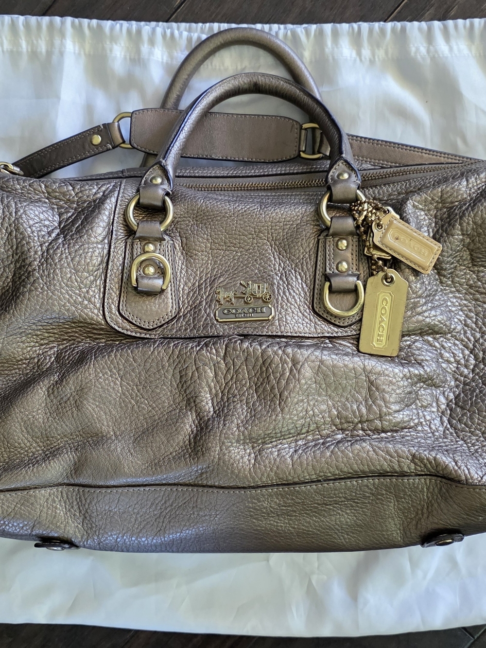 Coach Metallic Leather Madison Sabrina Satchel